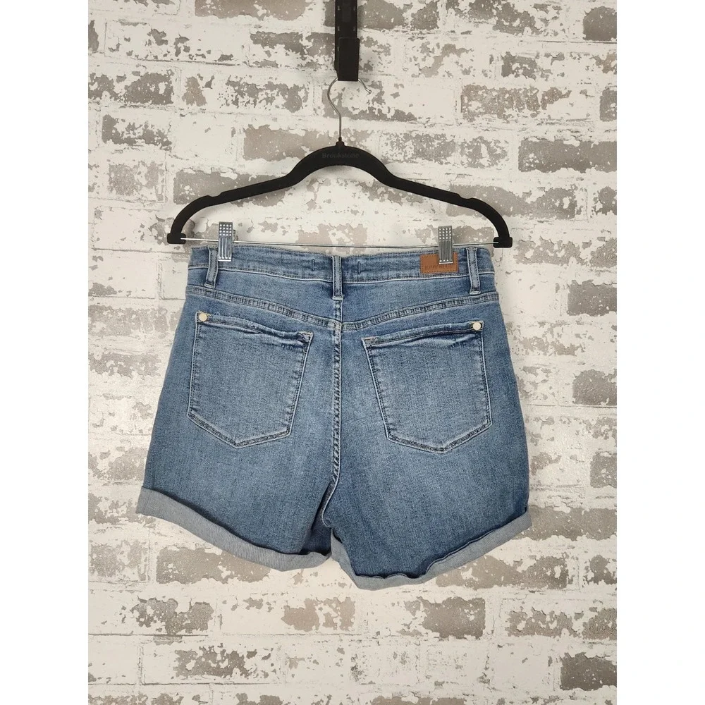 Judy Blue Jeans Shorts Size Large Blue Stretch Denim‎ Cuff Hem JB150096